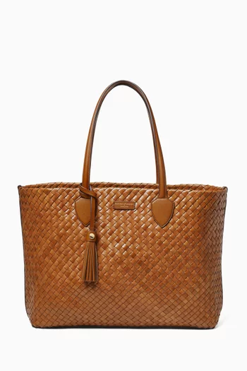 Large Island Tote in Woven Leather