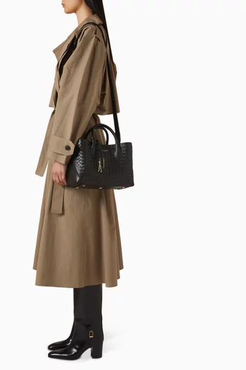 Midi London Tote Bag in Woven Leather