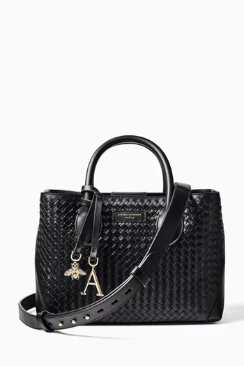 Midi London Tote Bag in Woven Leather