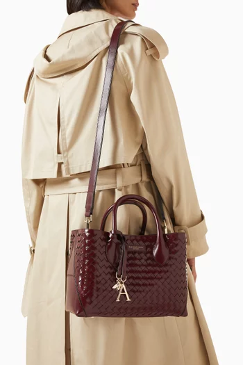 Midi London Tote Bag in Woven Leather