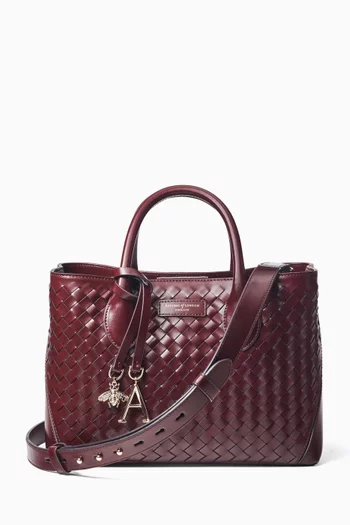 Midi London Tote Bag in Woven Leather