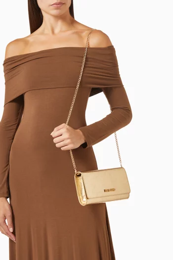 Small Smart Daily Crossbody Bag in Metallic Leather