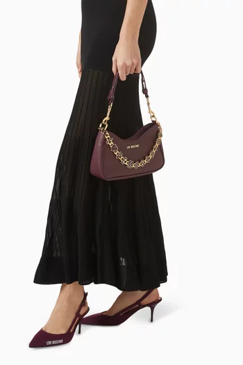 Small Logo Chain Shoulder Bag in Faux Leather