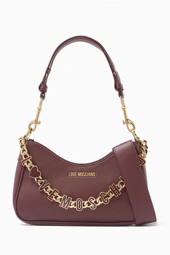 Small Logo Chain Shoulder Bag in Faux Leather