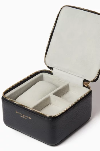 Travel Watch & Ring Box in Pebbled Leather