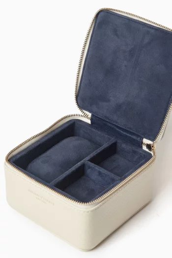 Travel Watch & Ring Box in Pebbled Leather