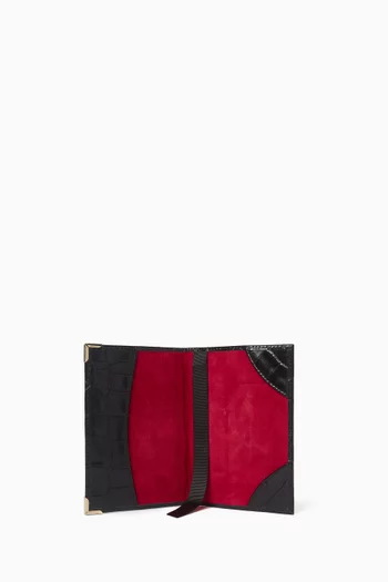 Passport Cover in Croc-embossed Leather