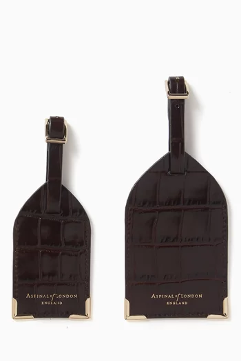 Luggage Tags in Croc-embossed Leather, Set of 2