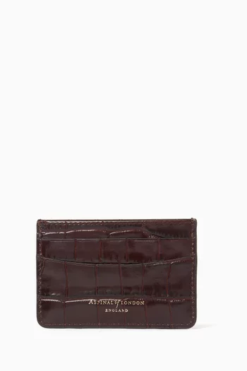 Slim Card Holder in Croc-embossed Leather