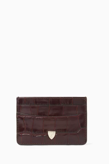 Slim Card Holder in Croc-embossed Leather