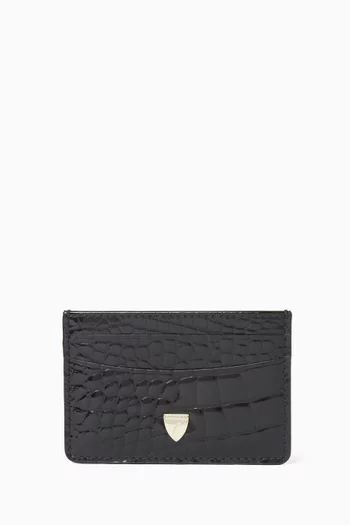 Slim Card Holder in Croc-embossed Leather