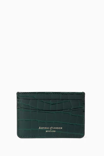 Slim Card Holder in Croc-embossed Leather