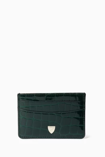 Slim Card Holder in Croc-embossed Leather