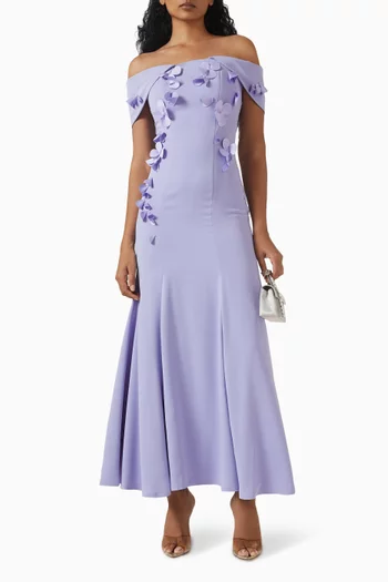 3D Applique Dress in Crepe
