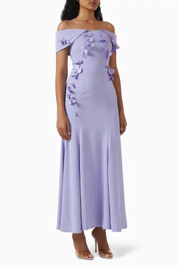 3D Applique Dress in Crepe