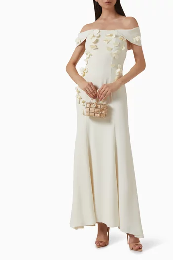 3D Applique Dress in Crepe