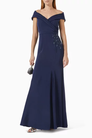 Bead-embellished Dress in Crepe