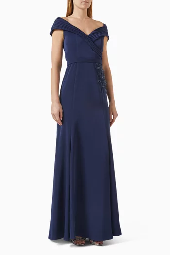Bead-embellished Dress in Crepe