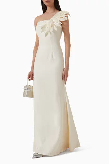 One-shoulder Dress in Crepe & Organza