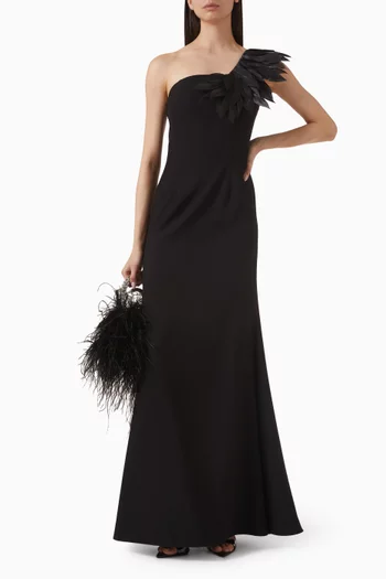 One-shoulder Dress in Crepe & Organza
