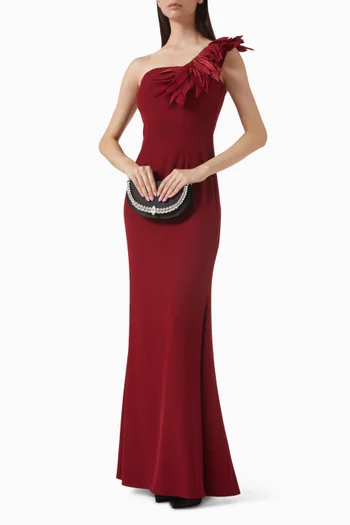 One-shoulder Dress in Crepe & Organza