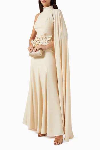 3D Floral Applique Dress in Crepe