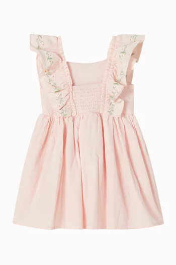 Tess Embroidered Frill Dress in Cotton