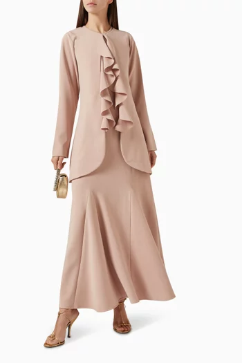Peony Two-piece Ruffled Gown & Jacket in Crepe