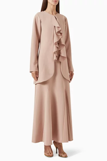 Peony Two-piece Ruffled Gown & Jacket in Crepe