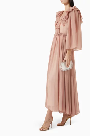 Orchid Ruffled Dress in Crepe