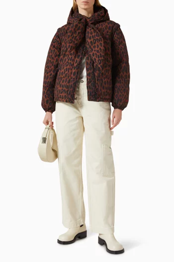 جاكيت بيرل منفوخ بنقشة جلد الفهد