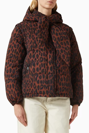 جاكيت بيرل منفوخ بنقشة جلد الفهد