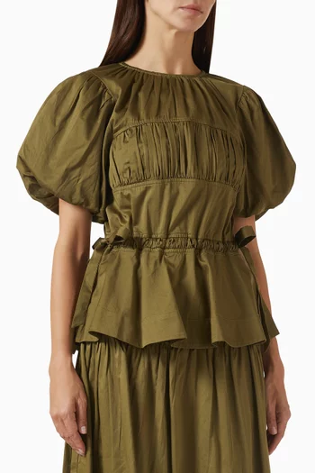 بلوزة هادلي بأكمام منفوخة قطن وستان