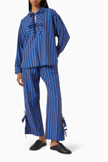 طقم بيجاما فلوكي بنقشة مخططة قطن عضوي