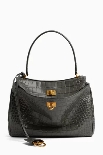 Small Rodeo Handbag in Croc-embossed Calfskin