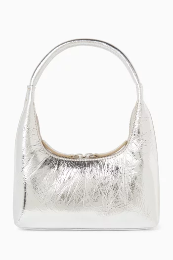 Mini Hobo Shoulder Bag in Crinkle Leather