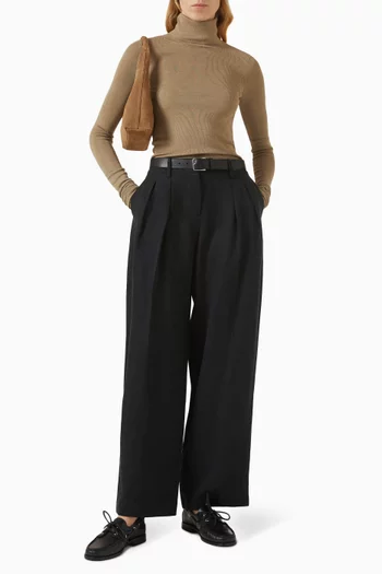 سترة أوتيكا بياقة عالية رفيعة مزيج صوف