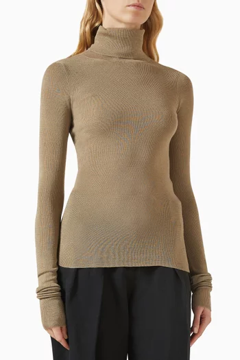 سترة أوتيكا بياقة عالية رفيعة مزيج صوف