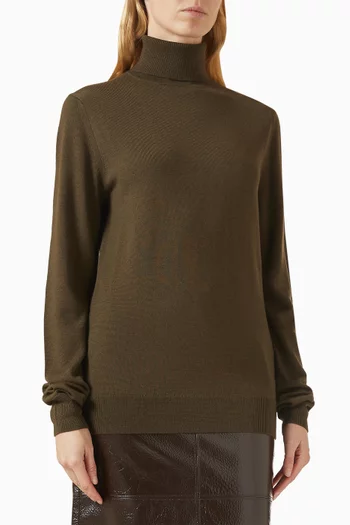 سترة إيف بياقة عالية رفيعة صوف مارينو