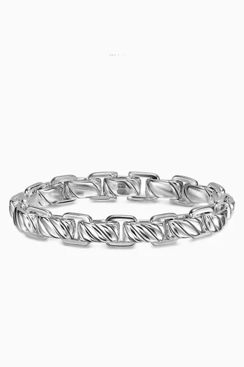 Sculpted Cable Link Bracelet in Sterling Silver