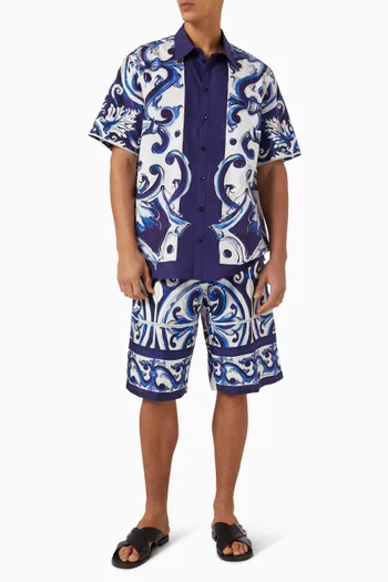 Printed Shorts in Silk Twill