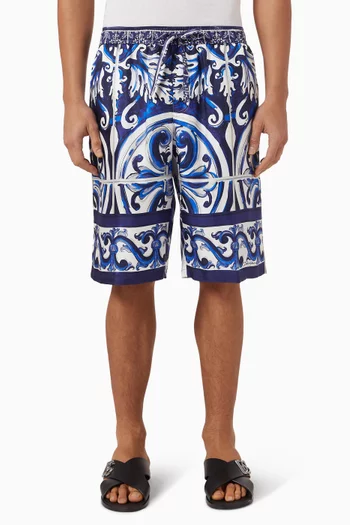 Printed Shorts in Silk Twill