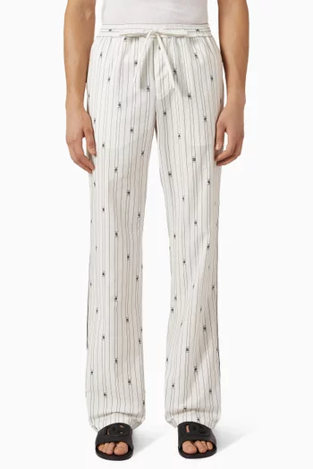 بنطال بخطوط وشعار الماركة مزيج قطن