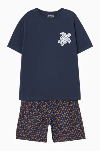 Turtle-embroidered T-shirt in Organic Cotton