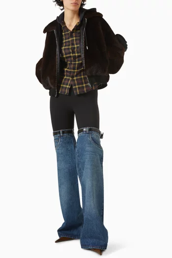 قميص بغطاء رأس ونقشة مربعات