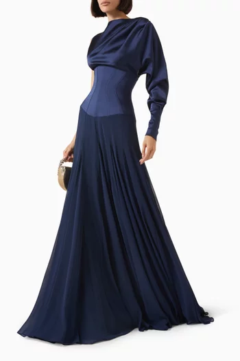 Maggio Corset Dress in Satin & Chiffon