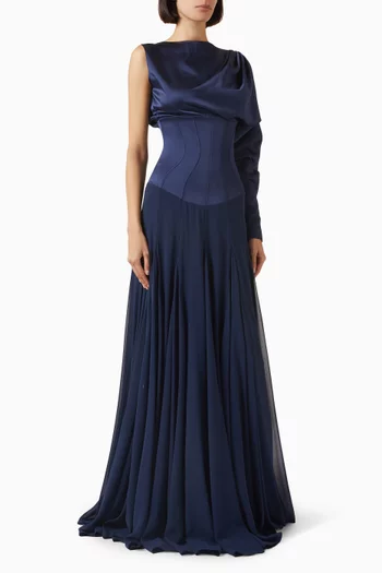 Maggio Corset Dress in Satin & Chiffon