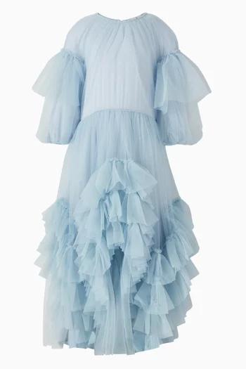 Tania Ruffled Long Dress in Tulle