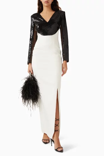 V-neck Sequin-embellished Maxi Dress
