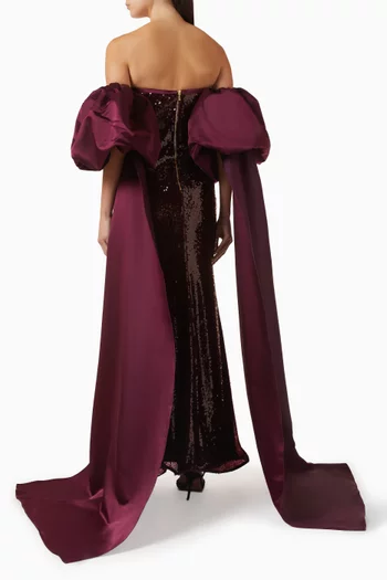 فستان سهرة مطرز بالترتر